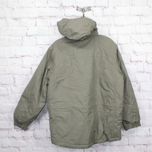 LL Bean Olive Green Nylon Insulated Hooded Outdoor Jacket Size L - Picture 6 of 11